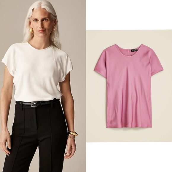 NWT J CREW Drapey T-shirt top in Mauve pink - Picture 1 of 6